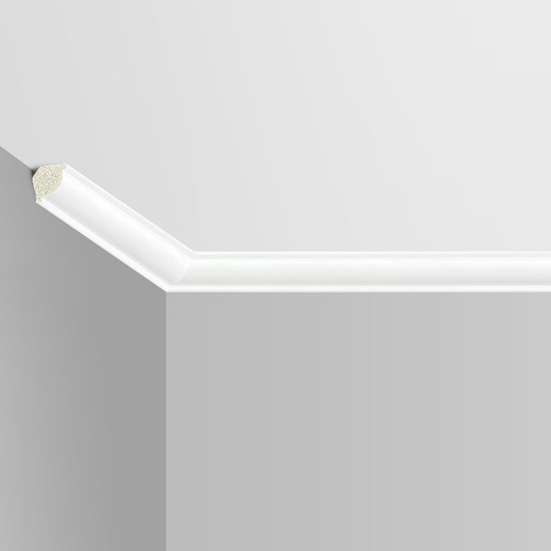 TRAIN2 ART Store تاج سقف م molding, 12 عبوة من بوليسترين عالي التأثير، 48 قدم إجمالي، تركيب سهل DIY (48x1.12 بوصة، أبيض) - Image 1